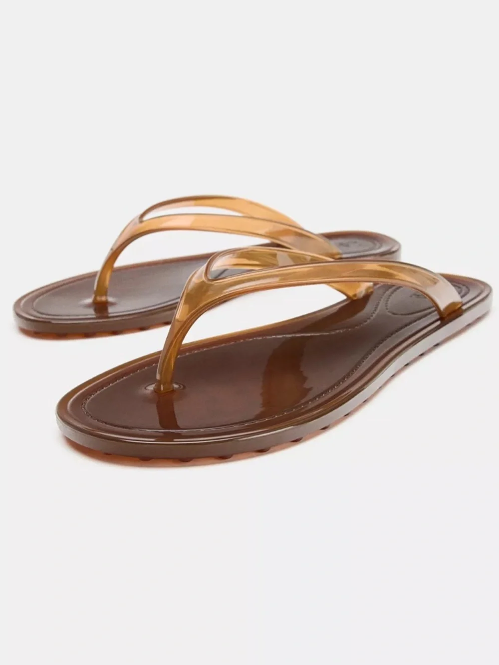 Zara Women’s Brown Jelly Flip Flop Sandals - Picture 1 of 5